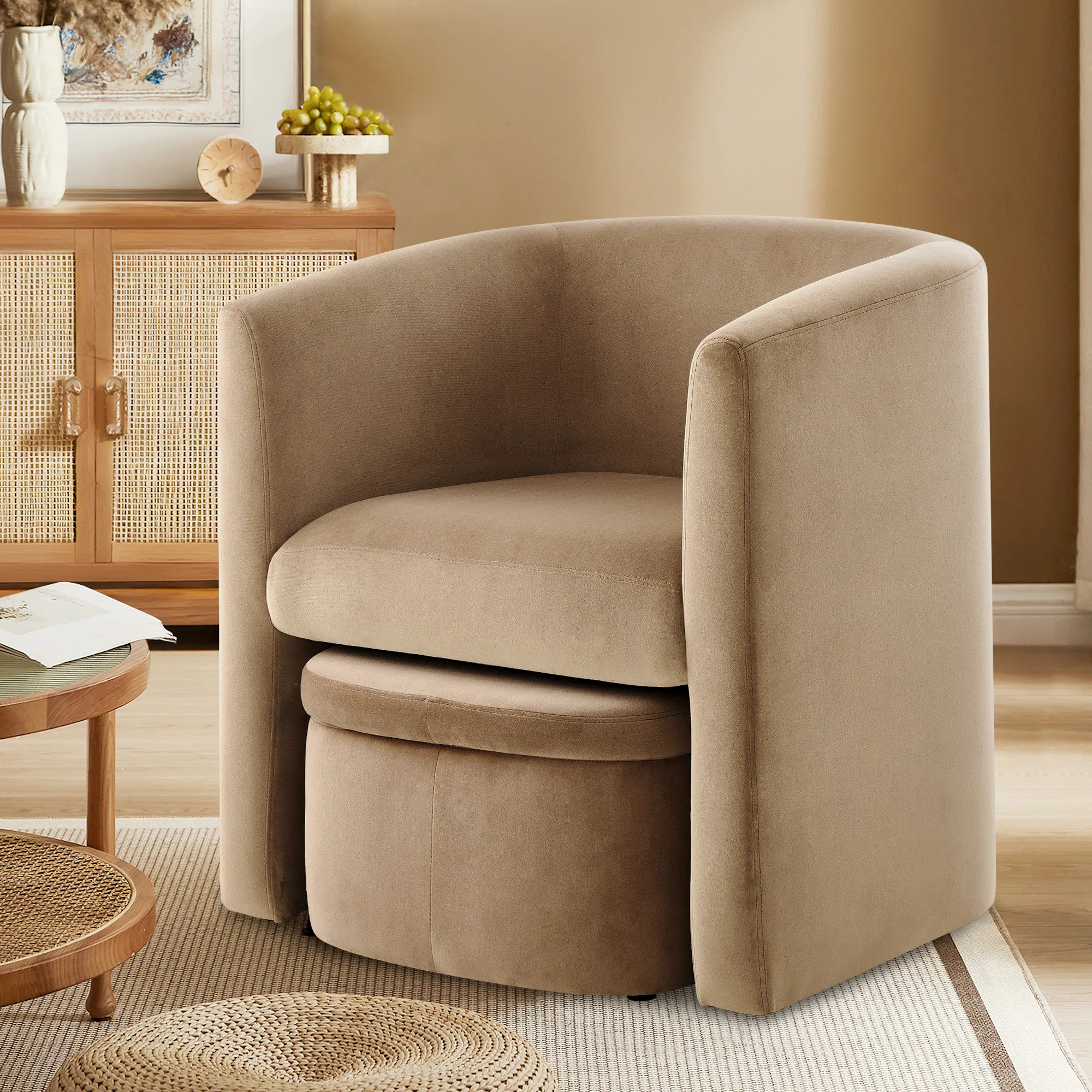 Braedin Upholstered Accent Chair & Storable Ottoman, No Assembly Required | Wayfair North America