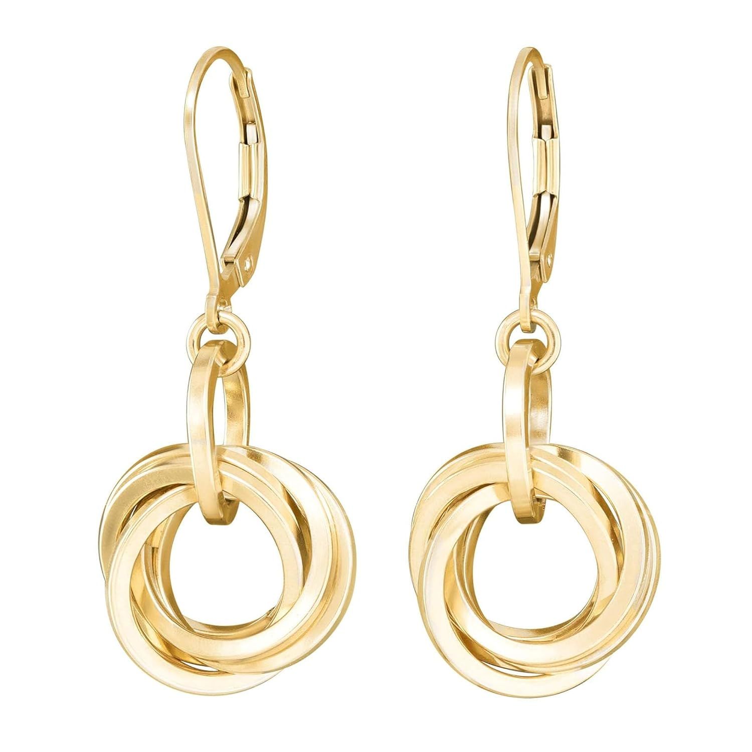 Dressy Love Knot Gold Dangle Earrings For Women – Leverback 14K Gold Filled Dangling Earrings ... | Amazon (US)