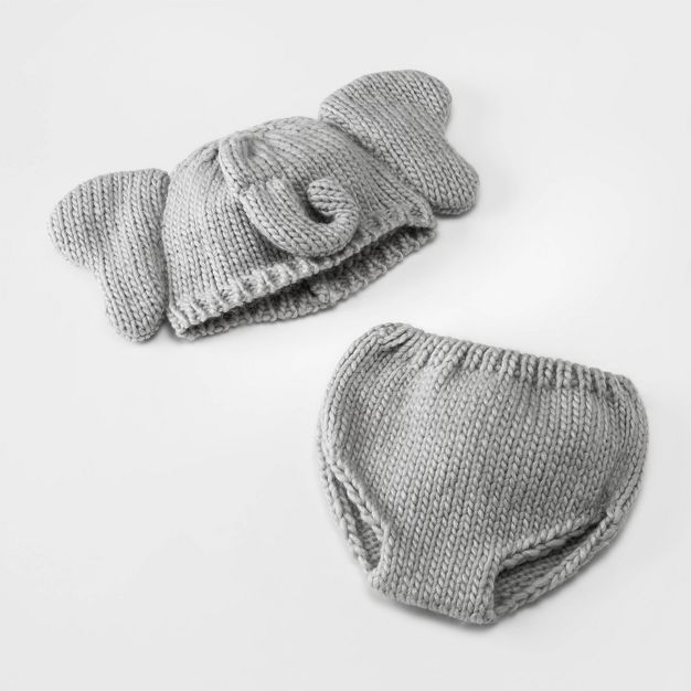 Baby Elephant Hat and Diaper Cover Set - Cloud Island™ Gray 0-12M | Target