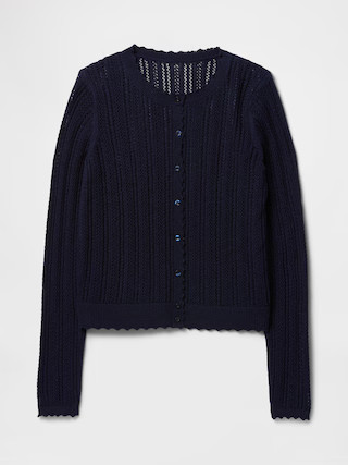 Linen-Blend Pointelle Cardigan | Gap (US)