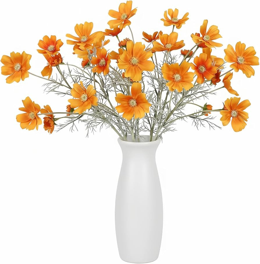 4 Pcs Orange 24" Tall Artificial Cosmos Flowers for Vases, Fake Silk Daisy Floral Branches with R... | Amazon (US)