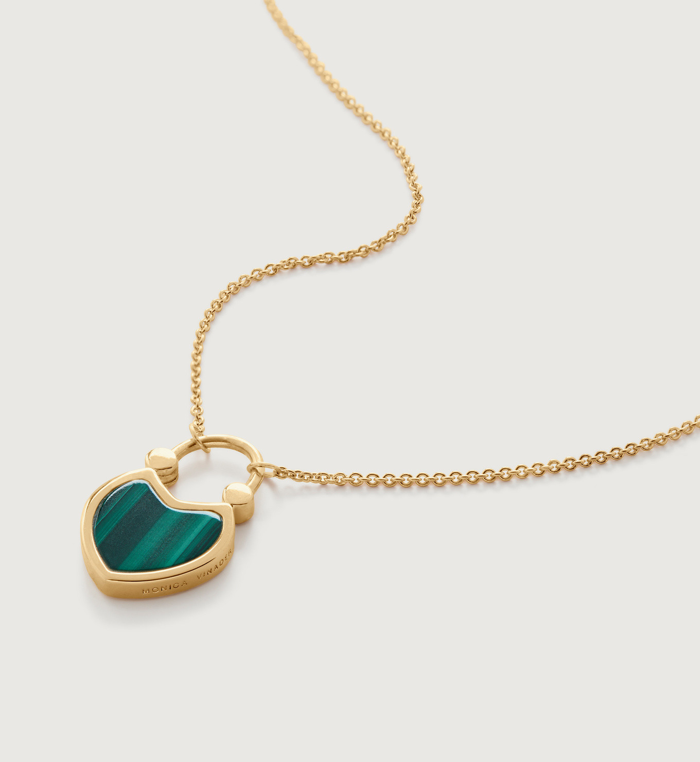 Heart Gemstone Padlock Fine Chain Necklace 41-46cm/16-18' | Monica Vinader (Global)
