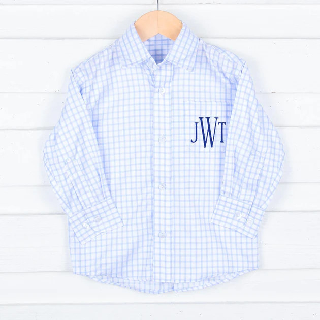 Blue Windowpane Button Down Shirt | Classic Whimsy