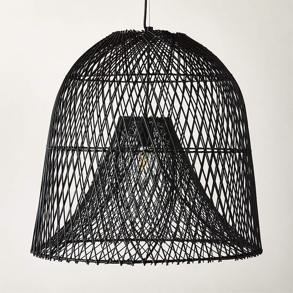 Nassa Woven Black Bamboo Pendant Light + Reviews | CB2 | CB2