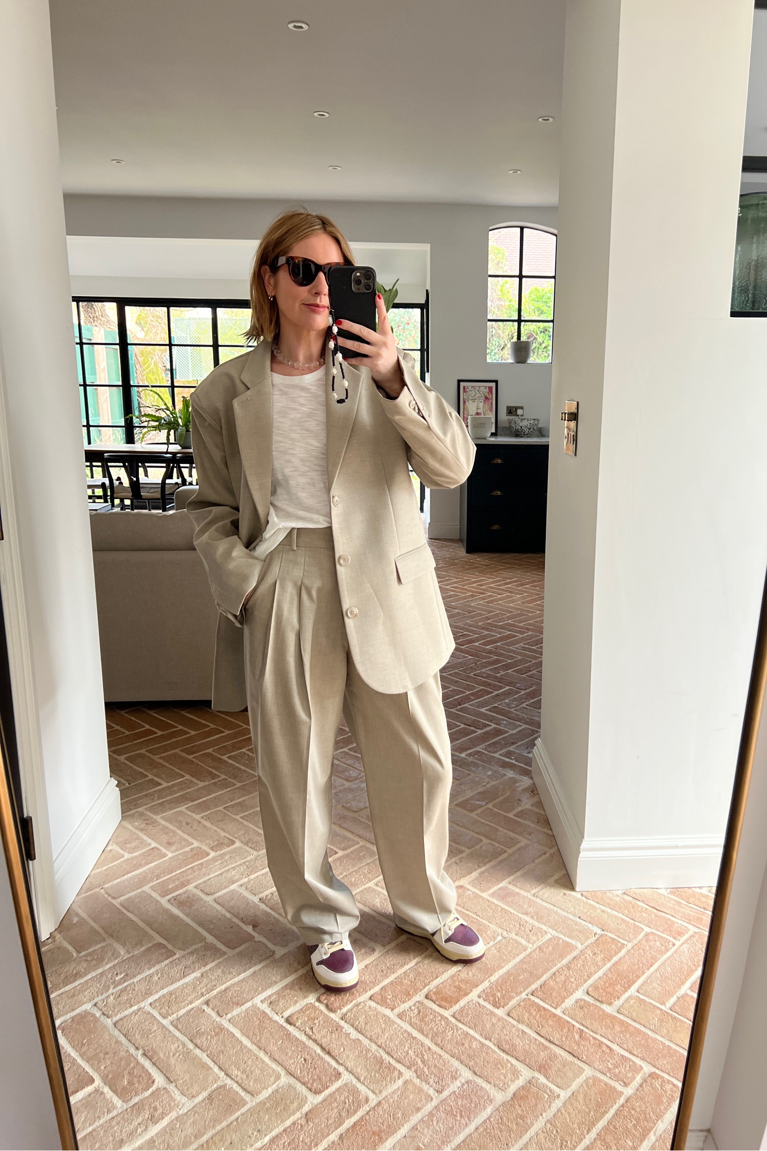 The Frankie Shop Oversized Suit | Nike Dunks | Celine Sunglasses | White Tee | Beige Suit | Spring Outfits | Workwear 

#LTKstyletip #LTKunder100 #LTKeurope