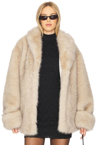 Lovers and Friends Margot Faux Fur Coat in Sand Neutral from Revolve.com | Revolve Clothing (Global)