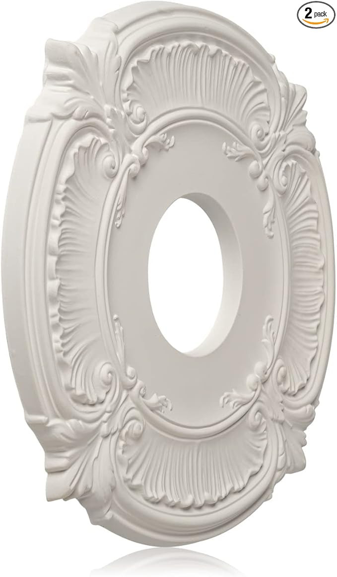 EIFHYT 2 Pack White Home Lighting Ceiling Medallions Molded Plastic, 13" OD x 3-1/2"ID x 3/4" P | Amazon (US)