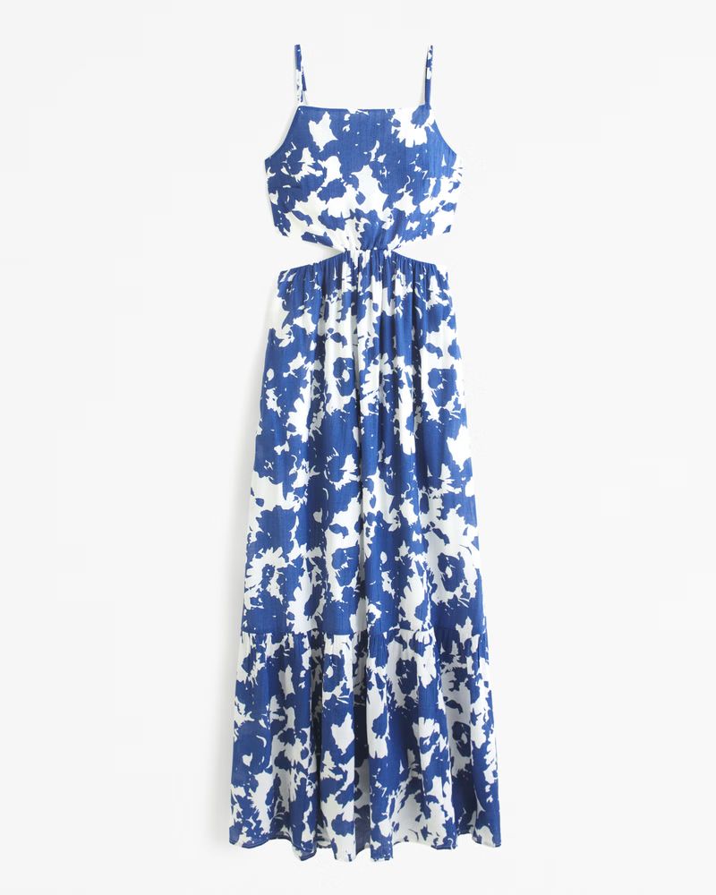 Women's Crinkle Textured Cutout Maxi Dress | Women's New Arrivals | Abercrombie.com | Abercrombie & Fitch (US)