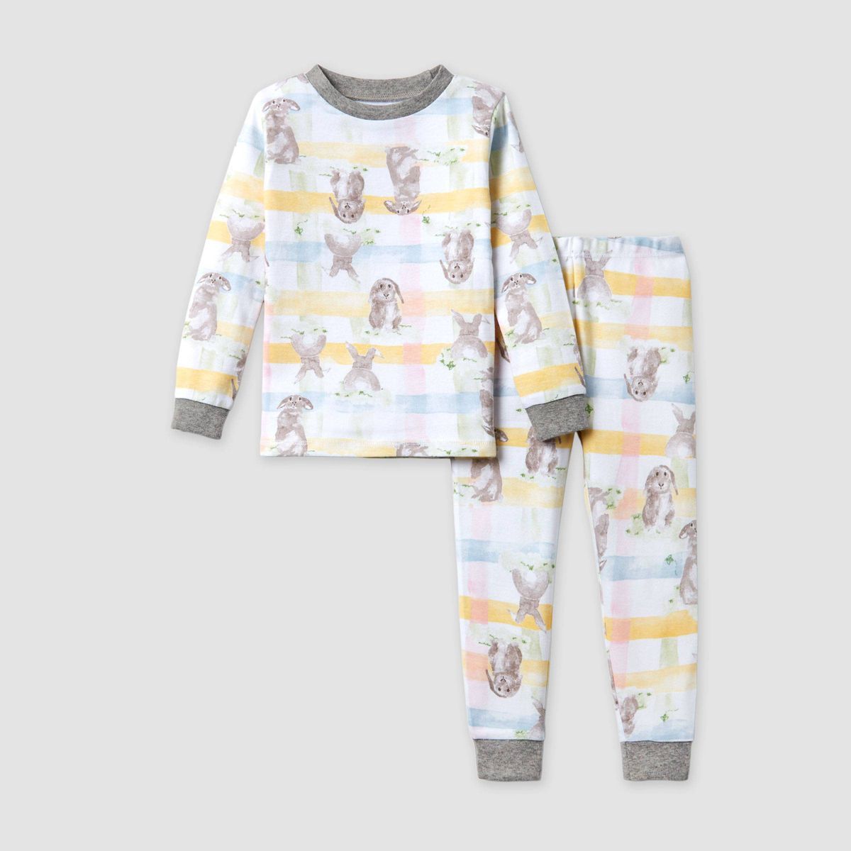 Burt's Bees Baby® Baby Easter Bunny Plaid Snug Fit Pajama Set - Gray/White | Target