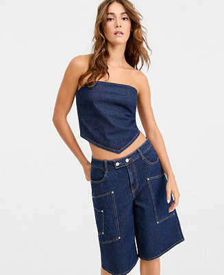 Bar IIIWomen's Denim Scarf Top | Macy's