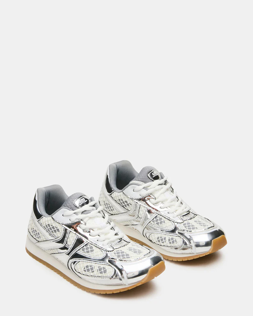 PAGER Silver Multi Low-Top Lace-Up Mesh Women's Sneaker | Steve Madden (US)
