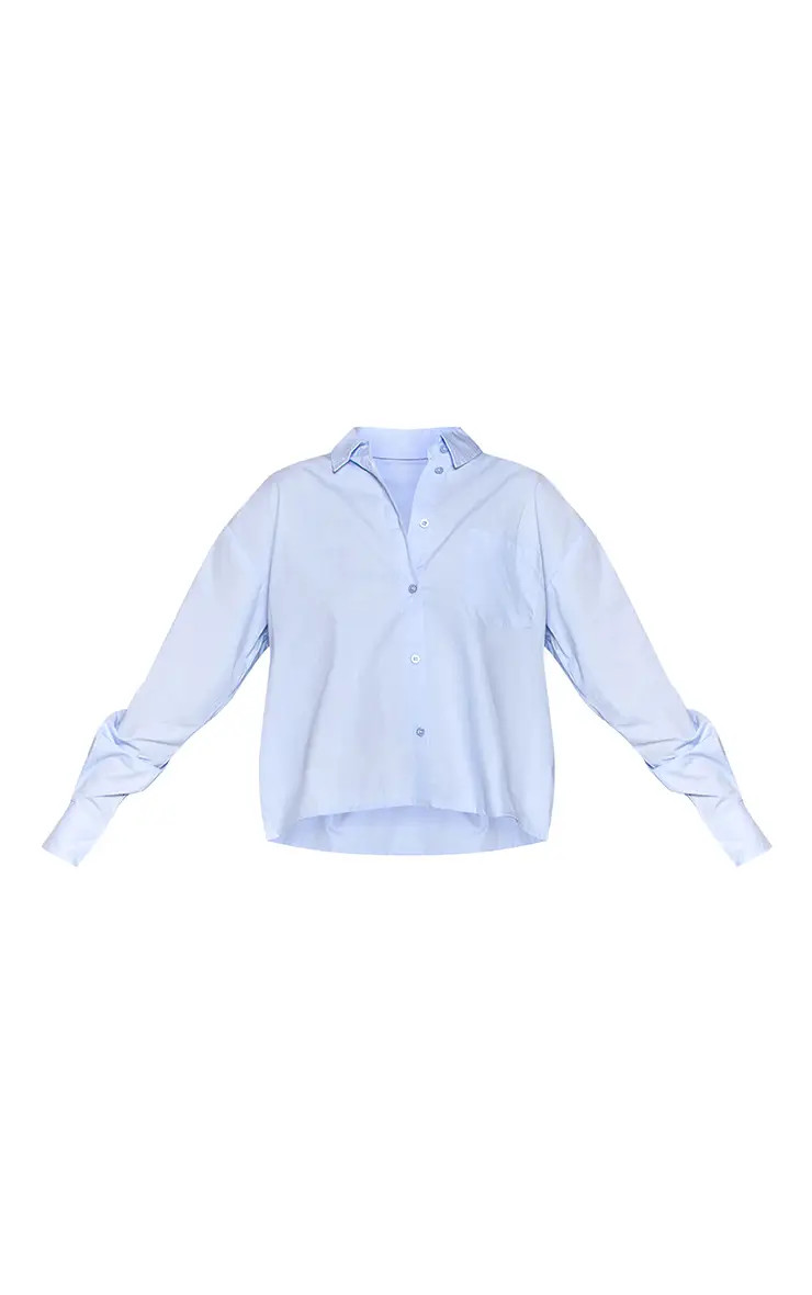 Light Blue Cotton Boxy Shirt | PrettyLittleThing USA | PrettyLittleThing US