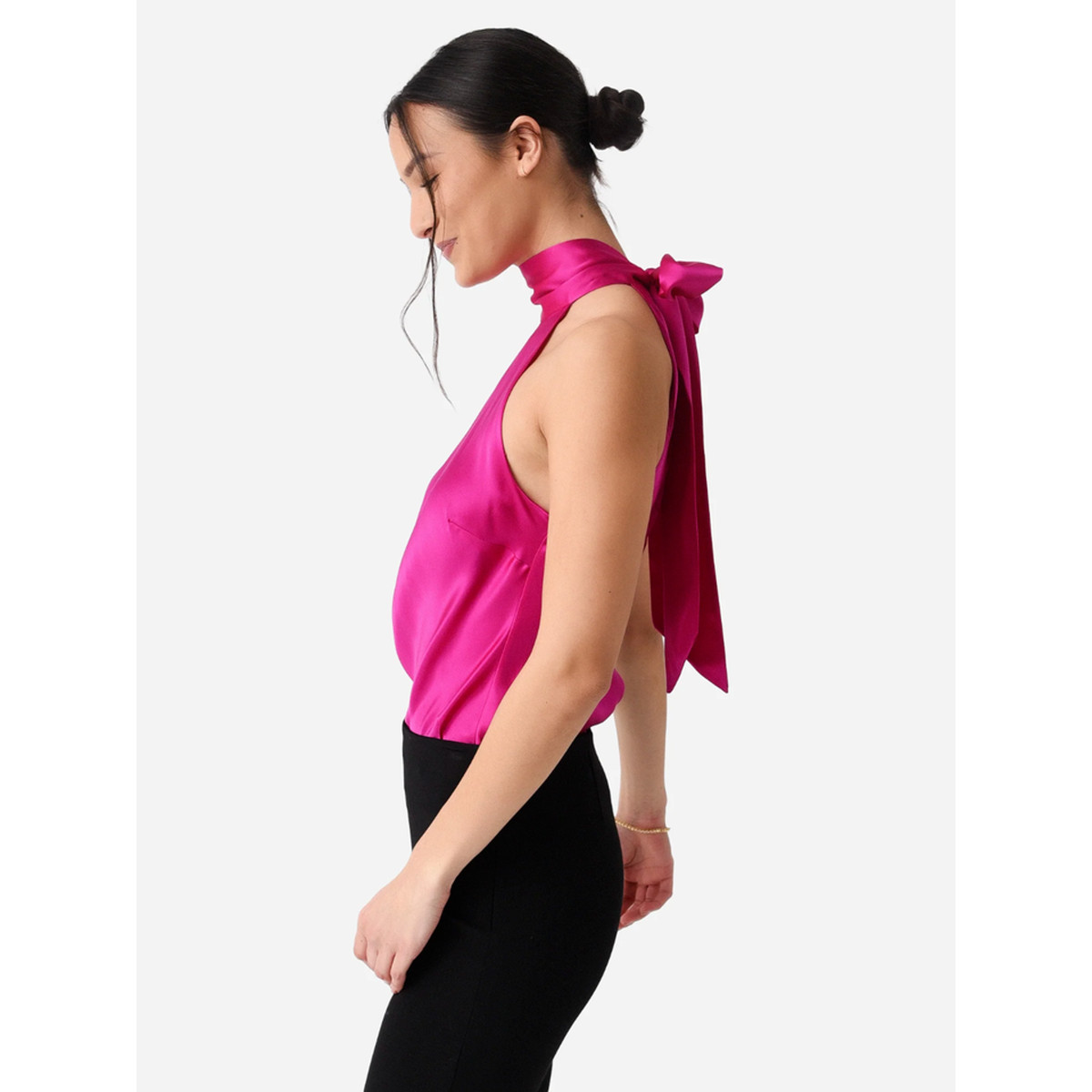 Frame NWOT Draped Neck Halter Adjustable Tie Top Magenta Size L  | eBay | eBay US