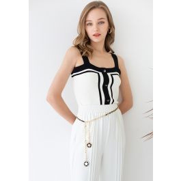 Parisian Chic Buttoned Knit Tank Top | Chicwish