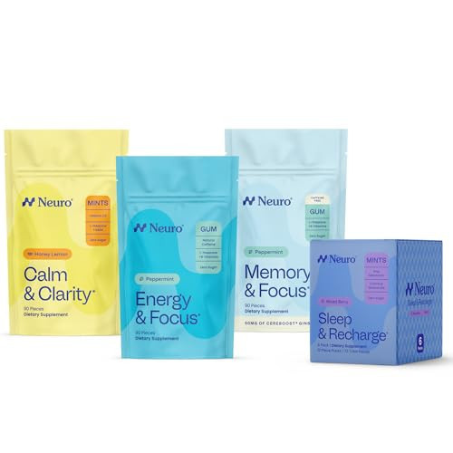 Neuro Day to Night Brain Support Bundle - Energy & Focus Gum, Memory & Focus Gum (Peppermint, 90 Count), Sleep & Recharge Mints (Mixed Berry, 72 Count), Calm & Clarity Mints (Honey Lemon, 90 Count) | Amazon (US)