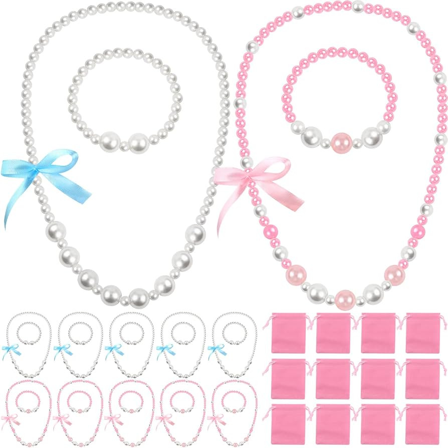 Batiyeer 12 Set Tea Party Favors for Girls Beaded Necklace and Bracelet Tea Party Pretend Jewelry... | Amazon (US)