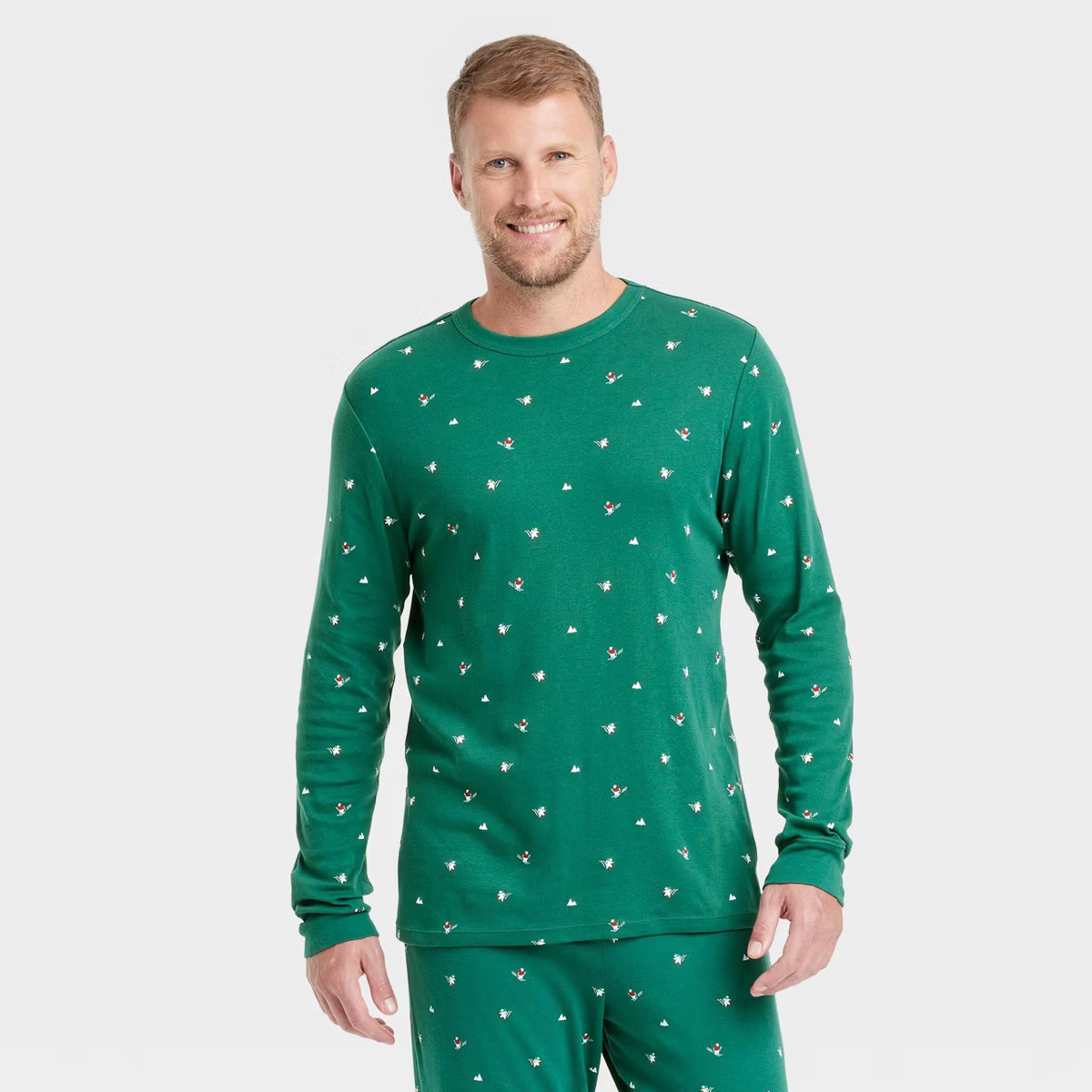 Men's Polar Bear Print Cotton Ribbed Holiday Matching Family Pajama Shirt - Wondershop™ Green | Target