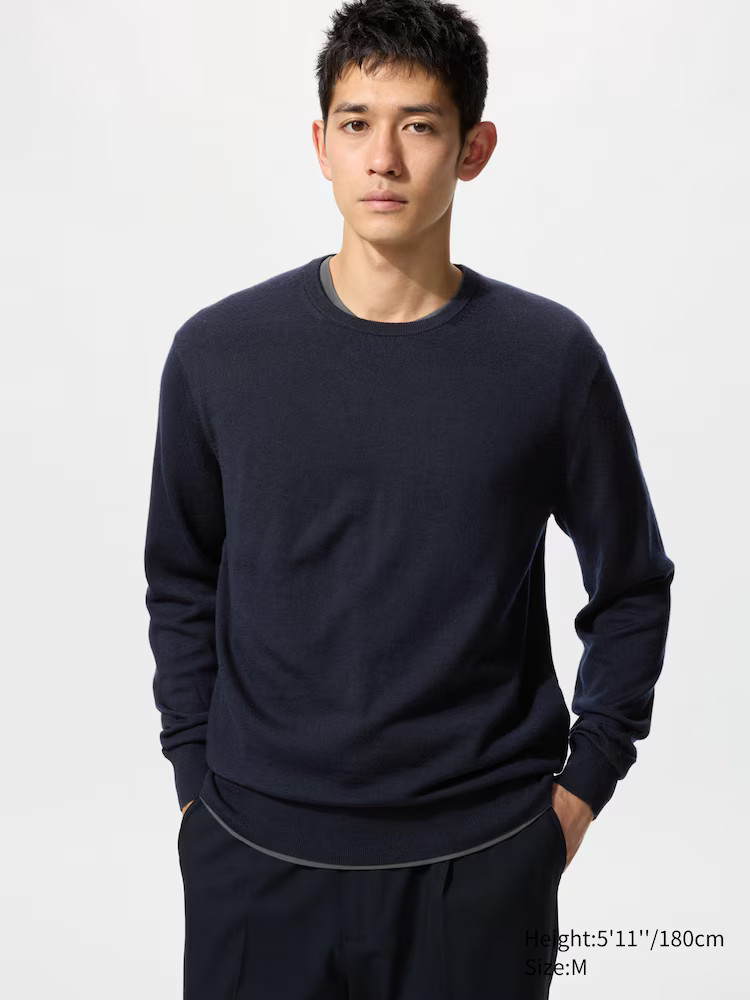 100% Merino Crew Neck Jumper | UNIQLO (UK)
