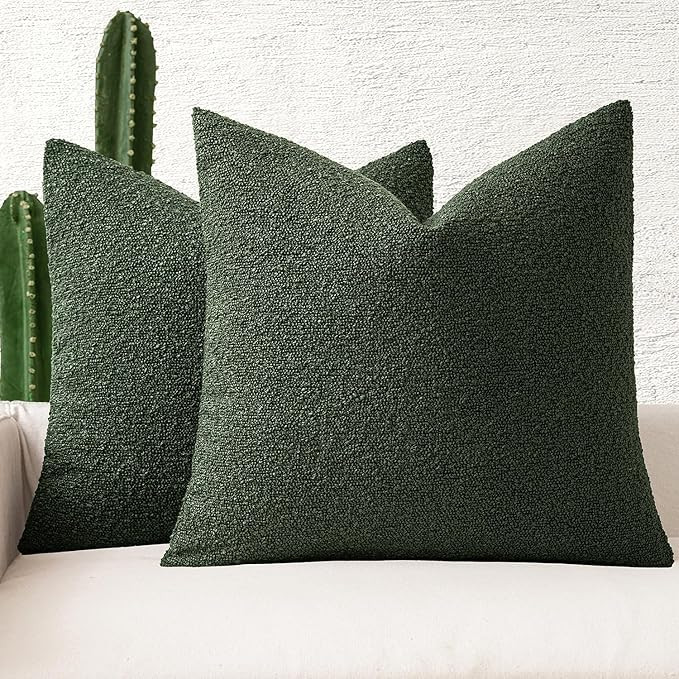 MIULEE Set of 2 Christmas Dark Green Throw Pillow Covers 20x20 Inch Decorative Couch Pillow Cover... | Amazon (US)
