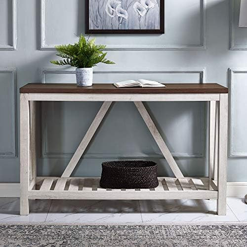 Rustic 52 Inch A-Frame Entry Table - Dark Walnut Top with White Oak Finish | Amazon (US)