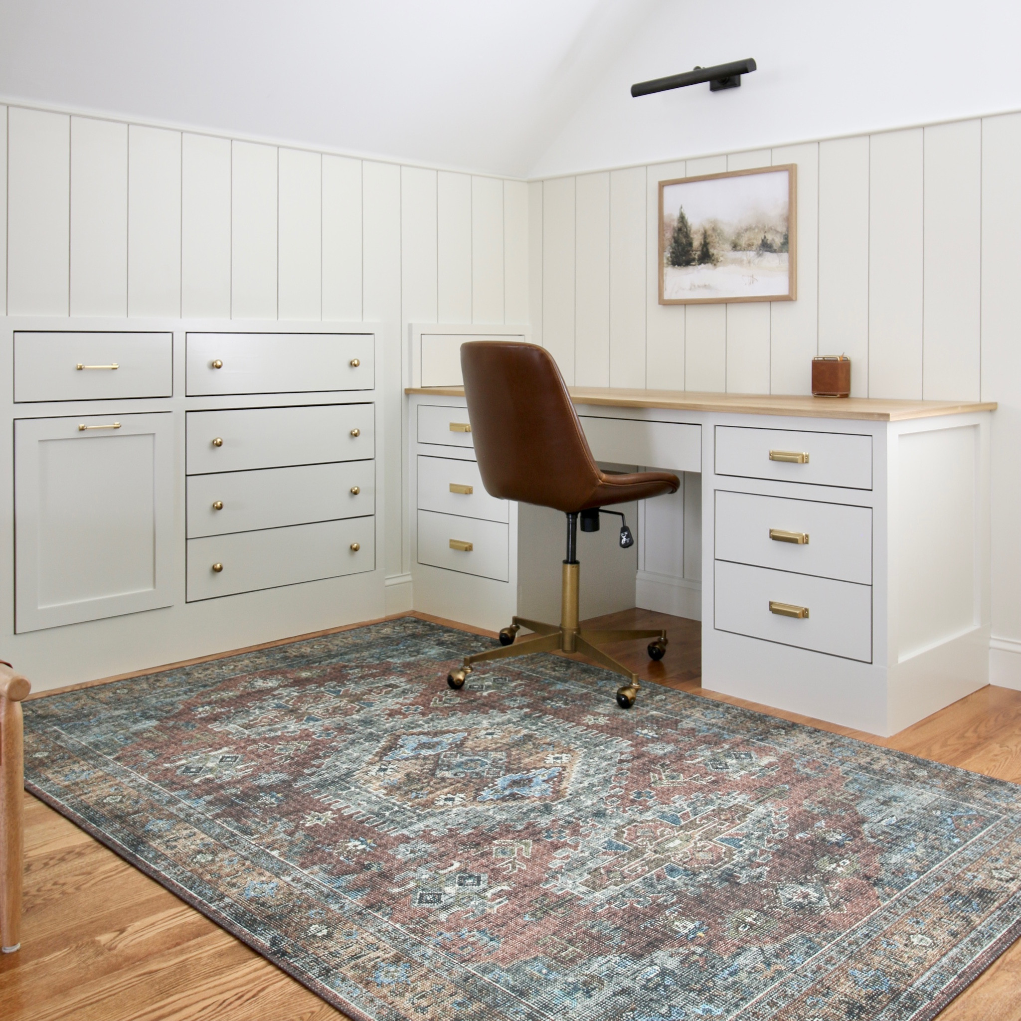 In place of the closets I made built in drawers for clothing and built desks for both boys.
I finished the drawers with brass ball knobs, drawer pulls and bin pulls. For lighting I used a bronze picture light
One nice feature is the top mount hamper in the left corner 

#LTKFind #LTKstyletip #LTKhome