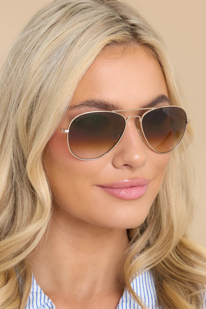 Cruz Aviator Champagne Brown Fade Sunglasses | Red Dress 
