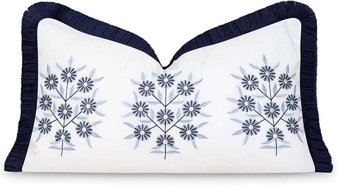 Hofdeco Premium Coastal Patio Indoor Outdoor Lumbar Pillow Cover Only, 12"x20" Water Repellent fo... | Amazon (US)
