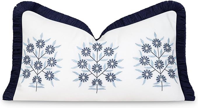 Hofdeco Premium Coastal Patio Indoor Outdoor Lumbar Pillow Cover Only, 12"x20" Water Repellent fo... | Amazon (US)