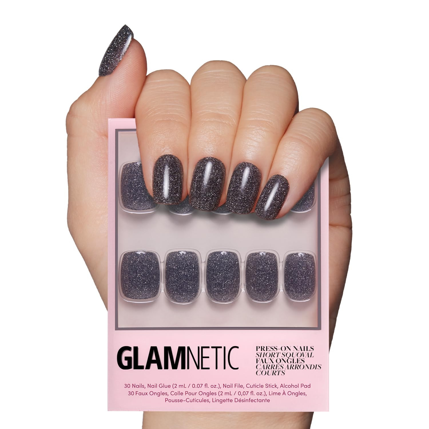 Glamnetic Press On Nails, Short Squoval Glossy, Fake Nails 30pc Nail Kit | Amazon (US)