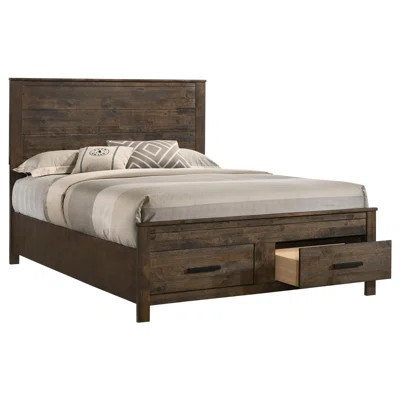 Style Rustic Queen Bed With Solid Wood And Storage In Golden Brown Quality Construction | Wayfair North America