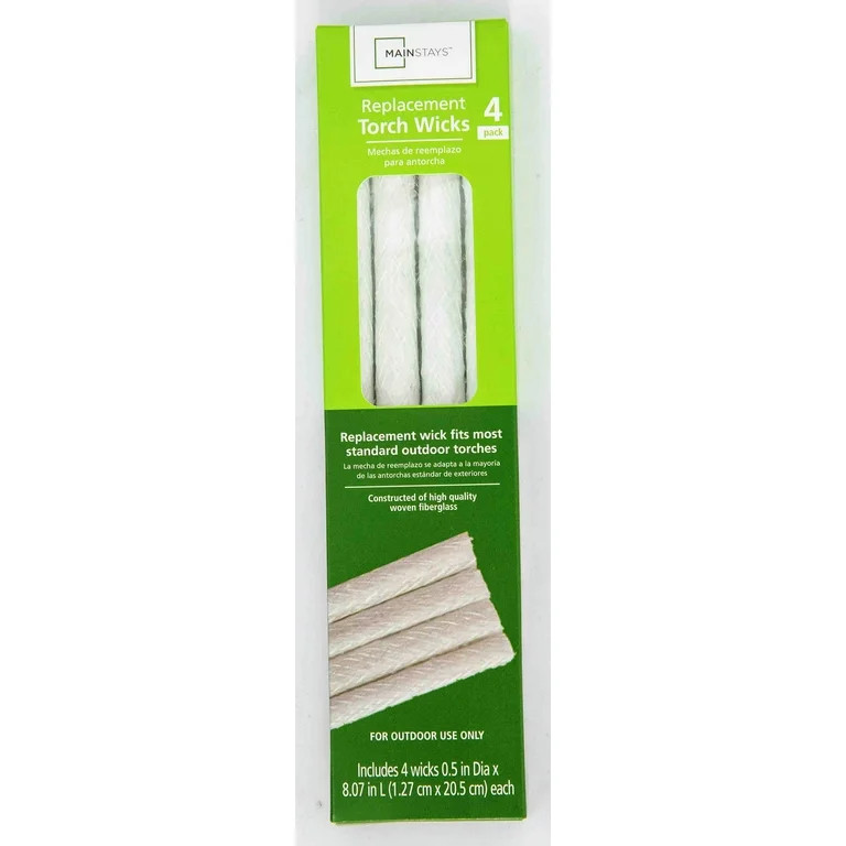 Mainstays 4-Pack 8.07 inch Replacement Fiberglass Torch Wicks  White | Walmart (US)