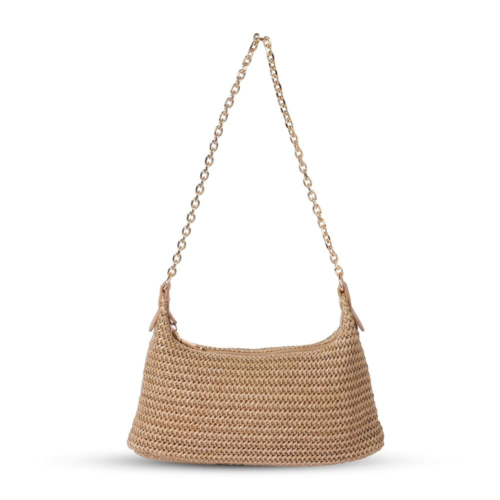 Women's Straw Woven Beach Bag Summer Vacation Shoulder Purse | Amazon (US)