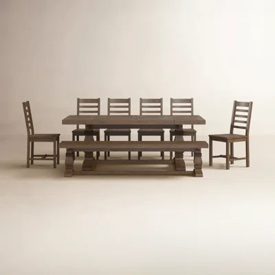 Kinston 10 - Person Solid Wood Double Pedestal Dining Set | Wayfair North America