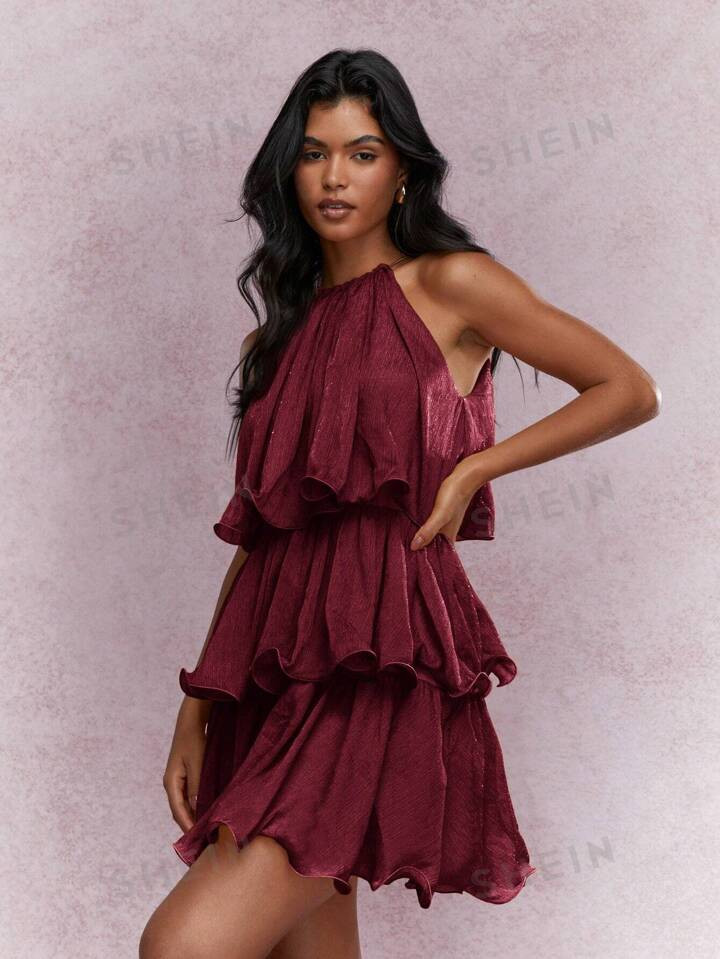 MISSGUIDED Tiered Ruffle Halter Neck Mini Dress | SHEIN USA | SHEIN