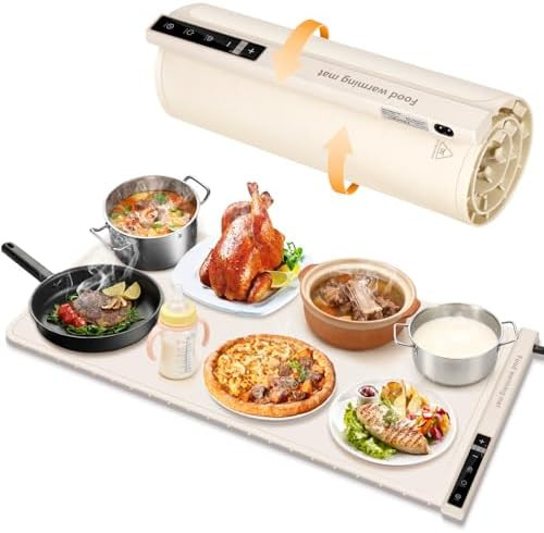 Extra Large Food Warming Mat with Heat - Electric Silicone Food Warming Tray for Buffet, Rollable... | Amazon (US)