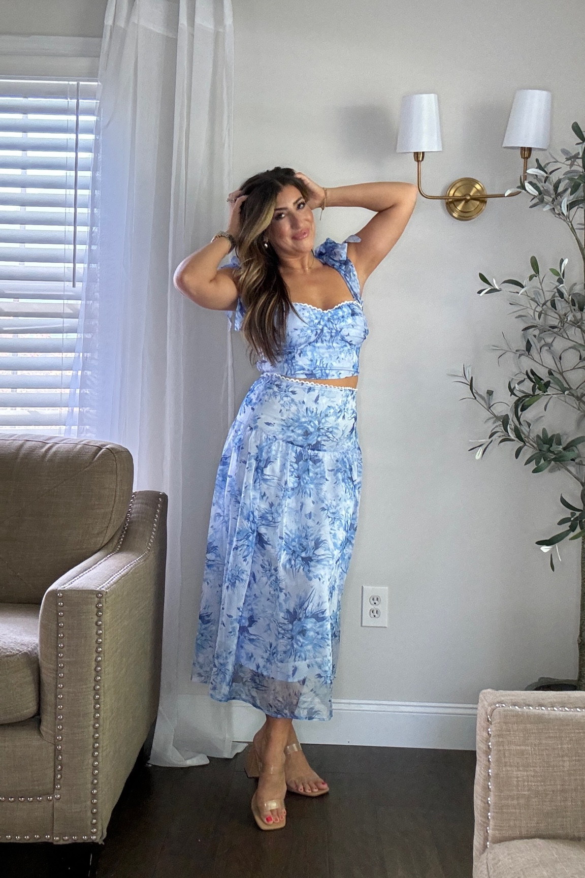 Beautiful two-piece floral blue set. Wearing tts med! Xx use code LAURENHORN for 20% OFF (good site wide!). Xx

#LTKSeasonal #LTKstyletip #LTKtravel