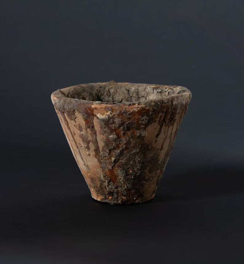 Antique French 19th Century Pine Resin Handmade Pots, Terracotta Flowers Paintbrushes Decor Recla... | Etsy (US)