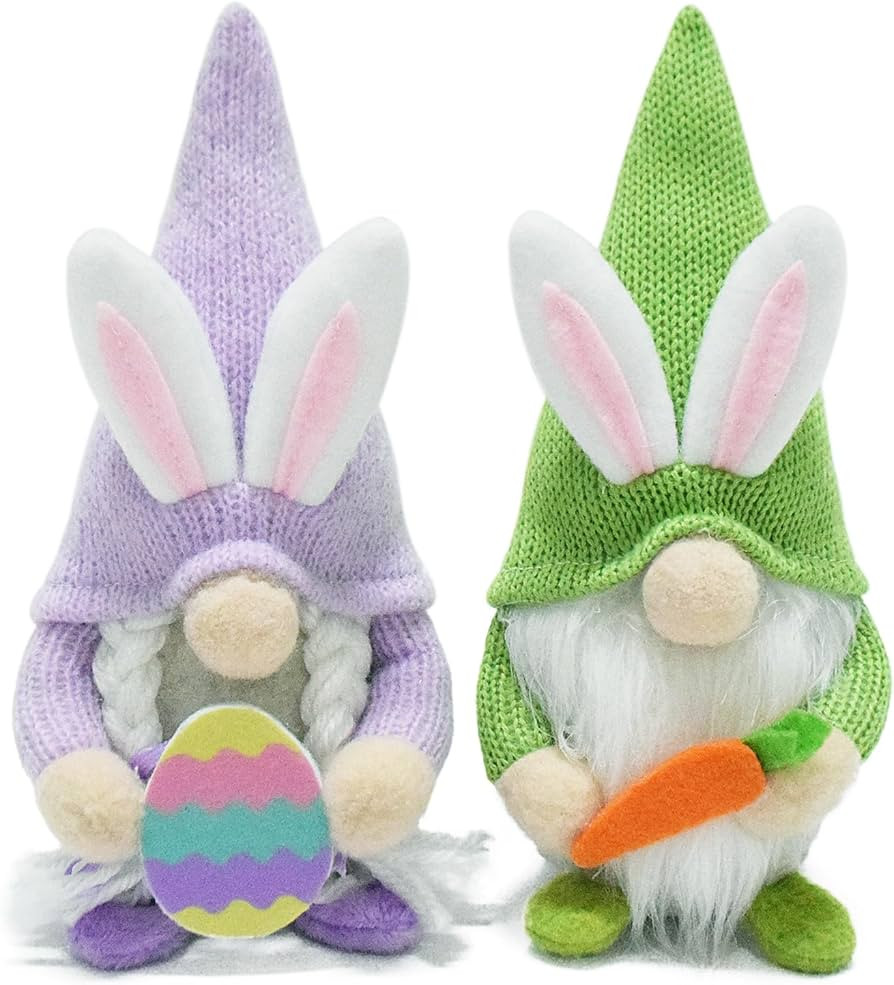 Attiigny 2pcs Easter Bunny Gnomes Plush Gifts,Lovely Tray Party Table Decor Scandinavian Elf Tomt... | Amazon (US)