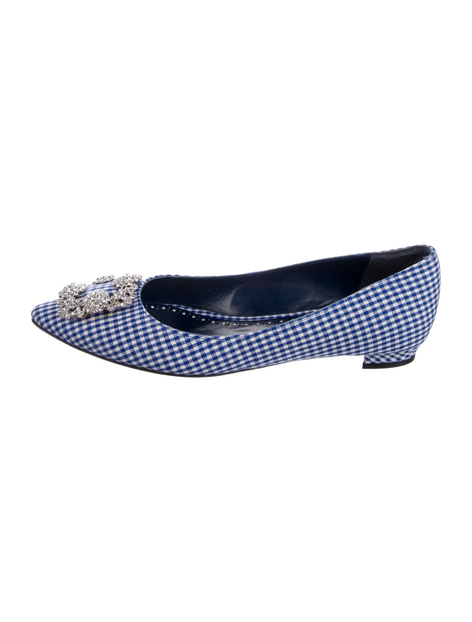 Plaid Print Crystal Embellishments Flats | The RealReal