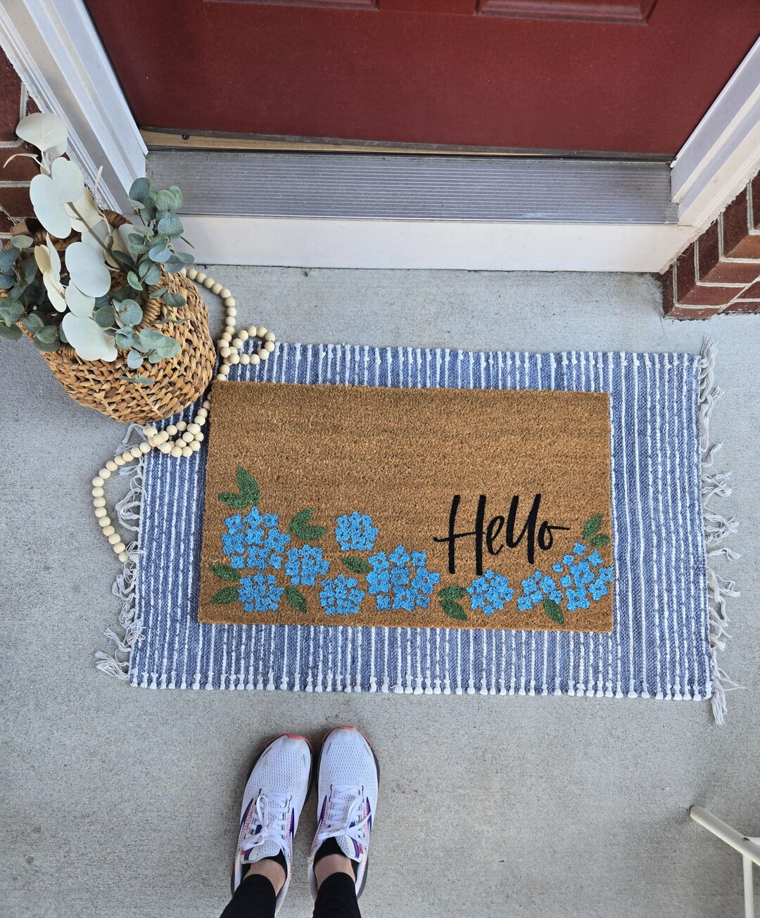 hydrangea girly doormat, coastal cottage doormat, charleston south carolina doormat, east coast s... | Etsy (Global)