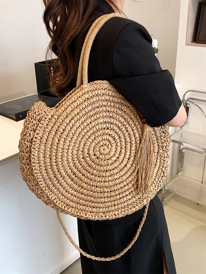 New Arrival Summer Beach Woven Rattan Bag Strap Accessory With Tassel Decoration | SHEIN
