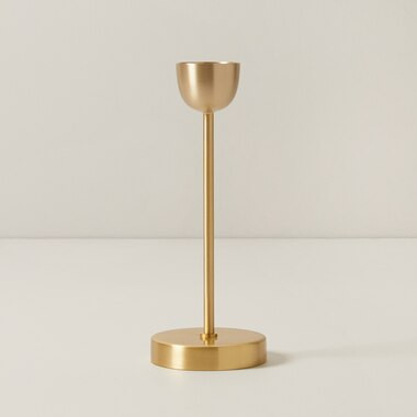 SHORT GEO TAPER CANDLE HOLDER,  BRASS | Indigo (CA)