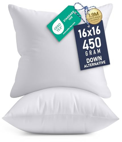 Utopia Bedding 16x16 Pillow Inserts, Set of 2, White – Indoor Decorative Throw Pillows for Bed, Sofa & Couch – Soft, Supportive & Fluffy Cushion Inserts | Amazon (US)
