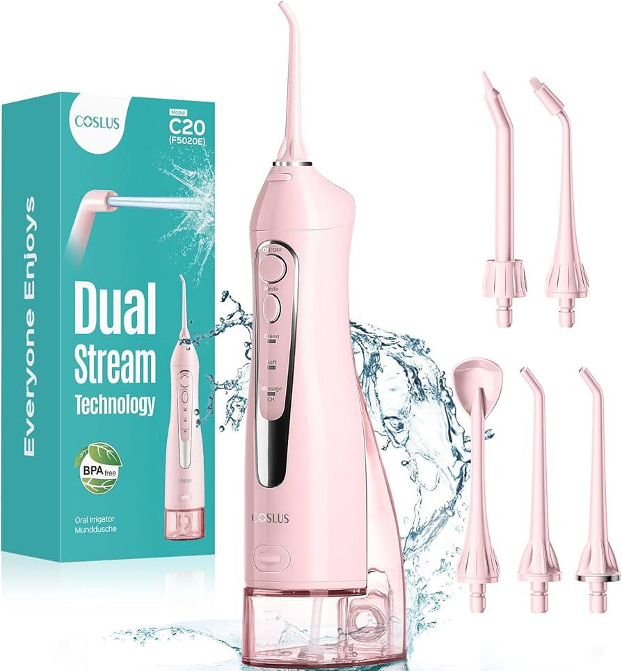 COSLUS Water Dental Flosser Teeth Pick: Portable Cordless Oral Irrigator 300ML Rechargeable Trave... | Amazon (US)