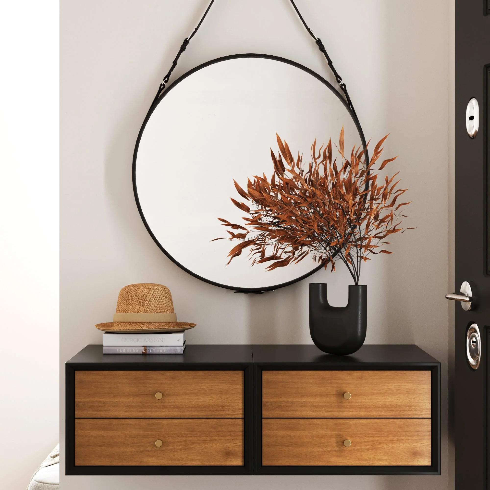 Wood Wall Mount Nightstands Black | Nathan James