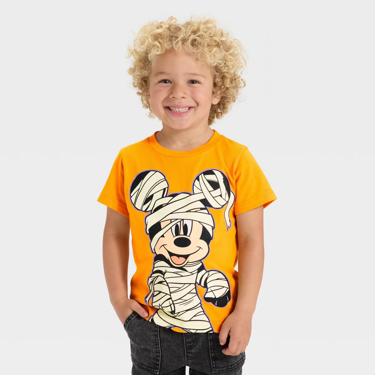 Toddler Boys' Disney Mickey Mouse Short Sleeve Halloween Mummy T-Shirt - Orange | Target