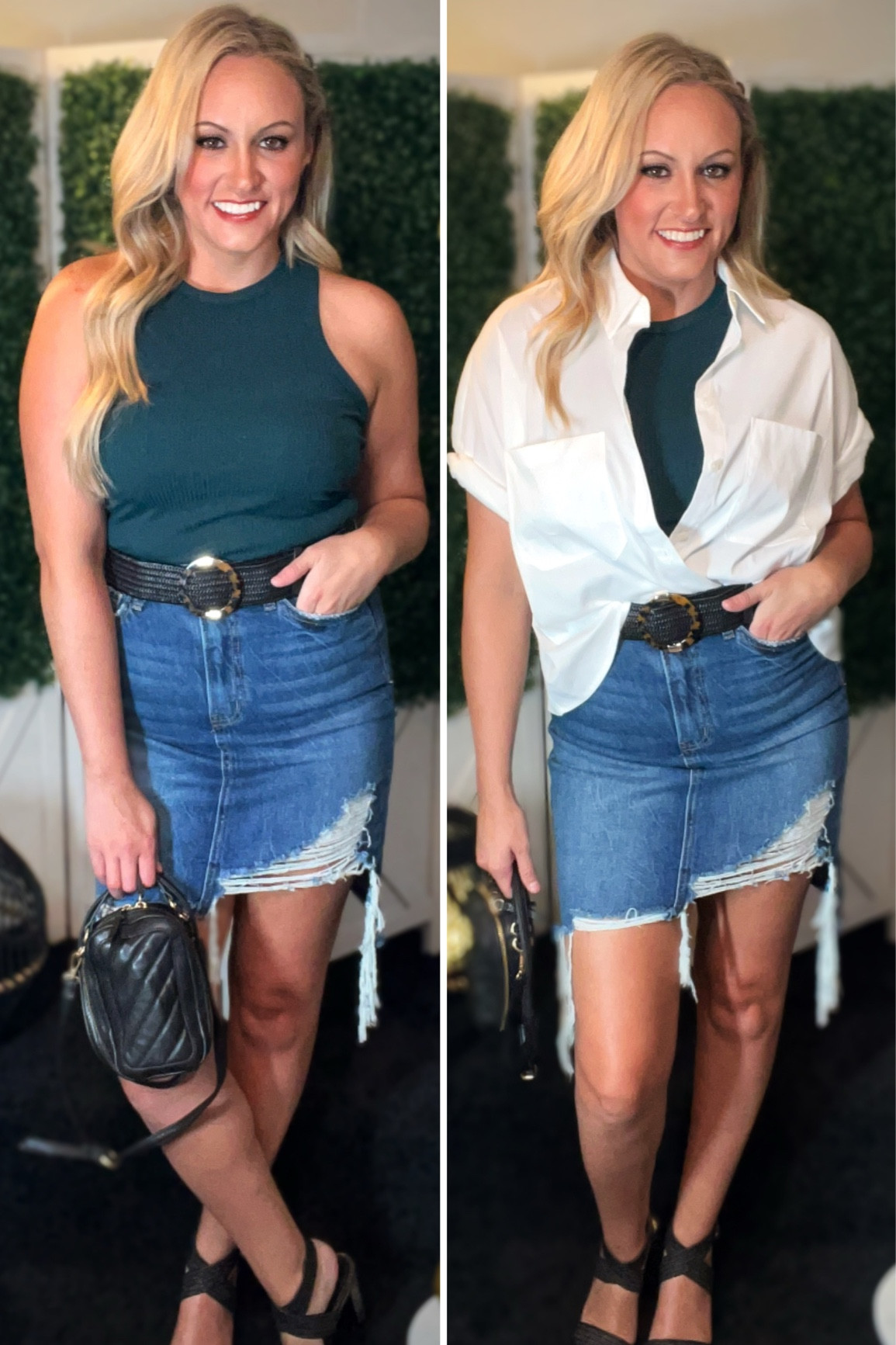Two ways to style a classic ribbed halter tank and a distressed denim skirt. 

#stylistshayna


#LTKxVICI #LTKStyleTip #LTKVideo