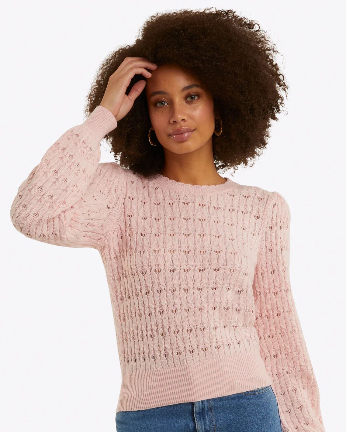Puff Sleeve Sweater in Pointelle | Draper James (US)