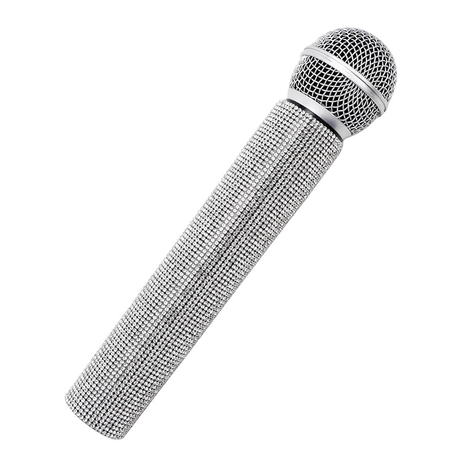Fake Microphone Prop Plastic Play Microphone Glitter Silver Rhinestone Microphone Prop Microphone... | Amazon (US)