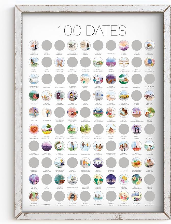 100 Dates Scratch Off Poster - Gift for Her, Anniversary for Couples, Date Night Ideas, Birthday ... | Amazon (US)